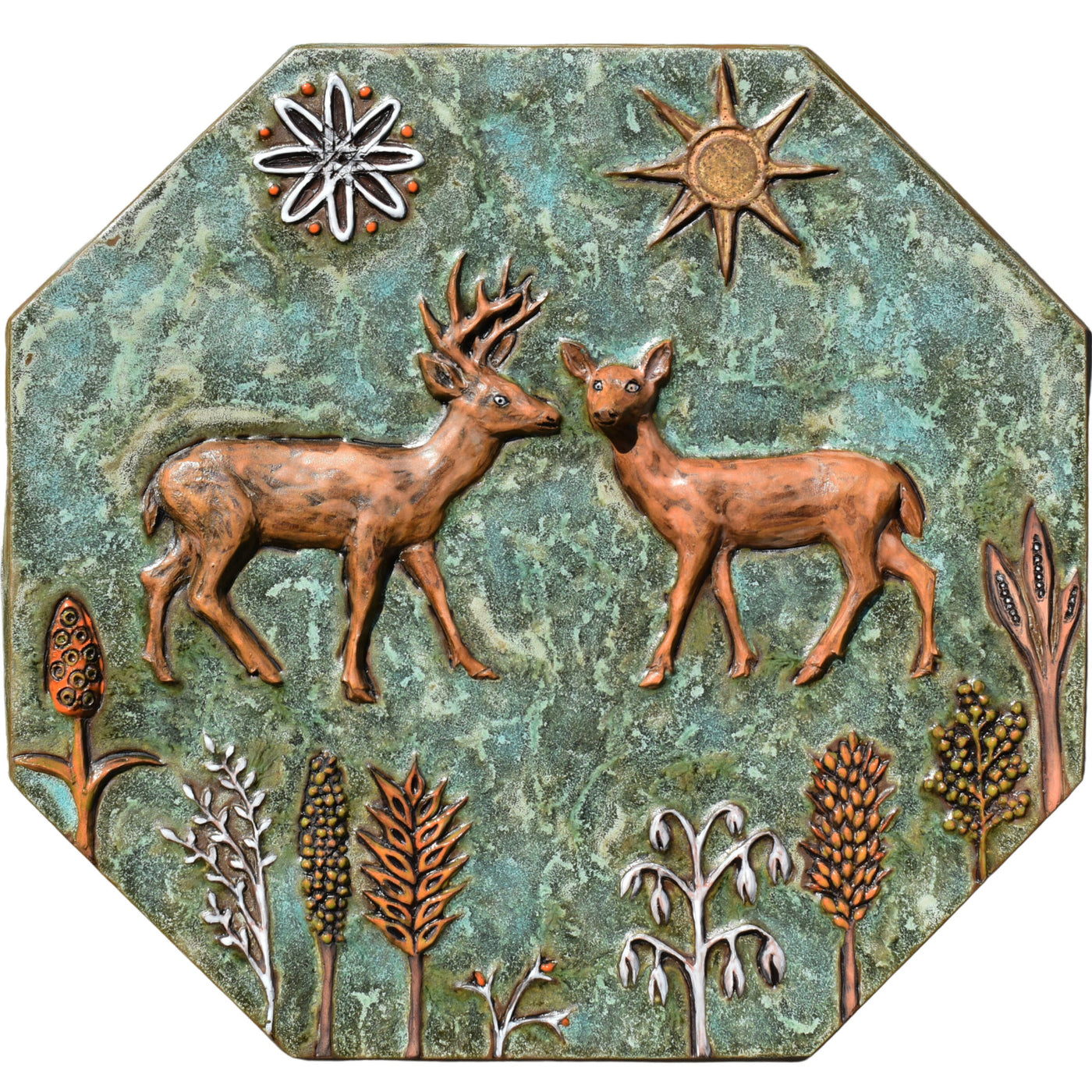 Dear Deer Ceramic Wall Sculpture Tile in Turquoise