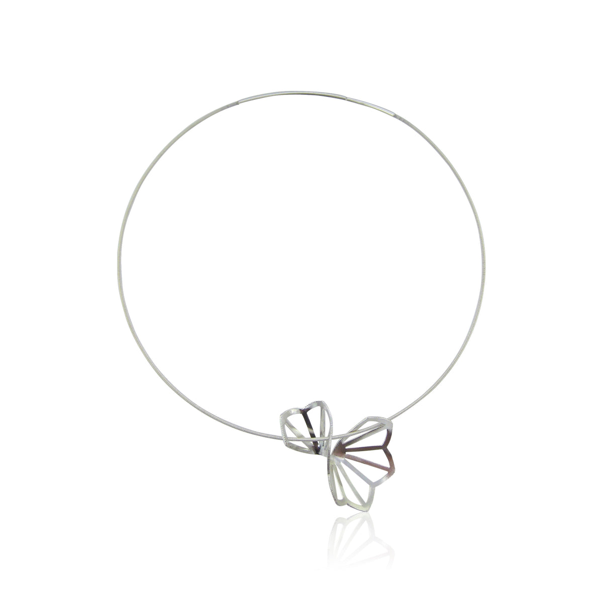 Hyacinth Fold Bright Silver Necklace