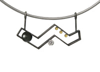 Power Necklace with Tahitian Pearl and White Sapphire