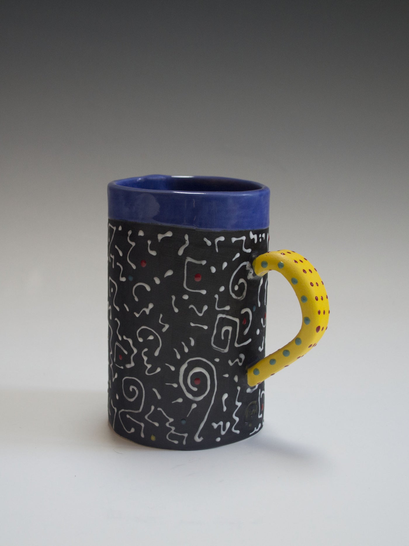 Tall white squiggle mug