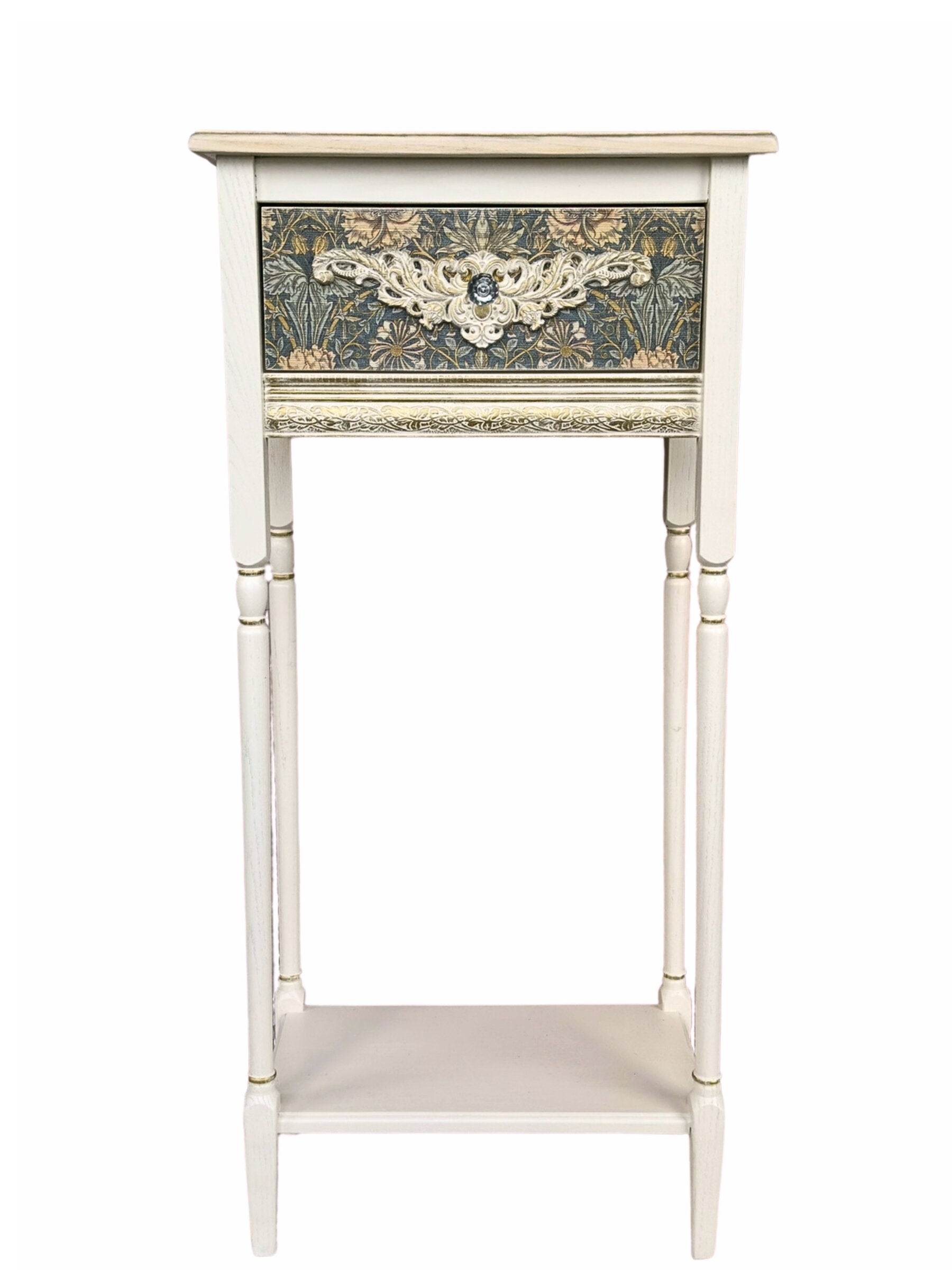 Floral Nouveau Side Table in Ivory