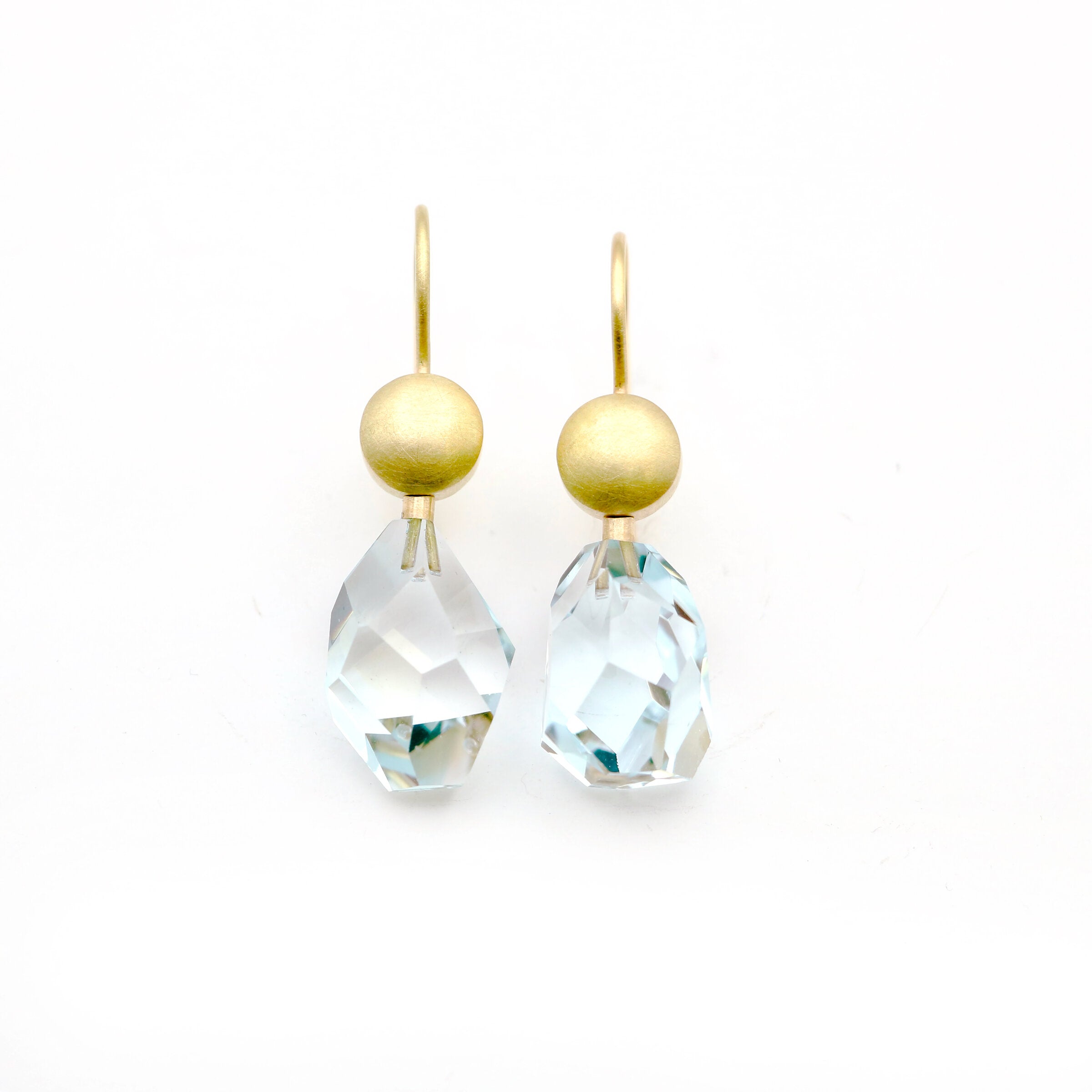 Natural Topaz & Gold Buttons Earrings
