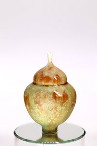 Miniature Crystalline Orange and Green Matte Bottle