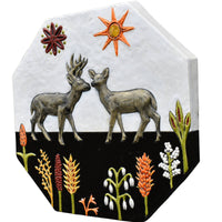 Dear Deer Ceramic Wall Sculpture Tile in Black & White