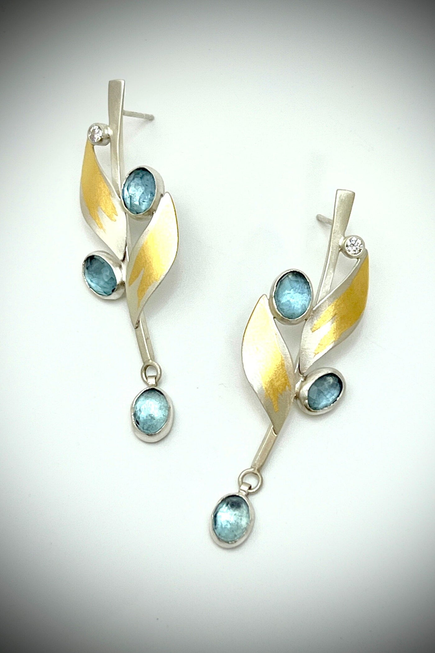 Aqua Leaf Post Earrings