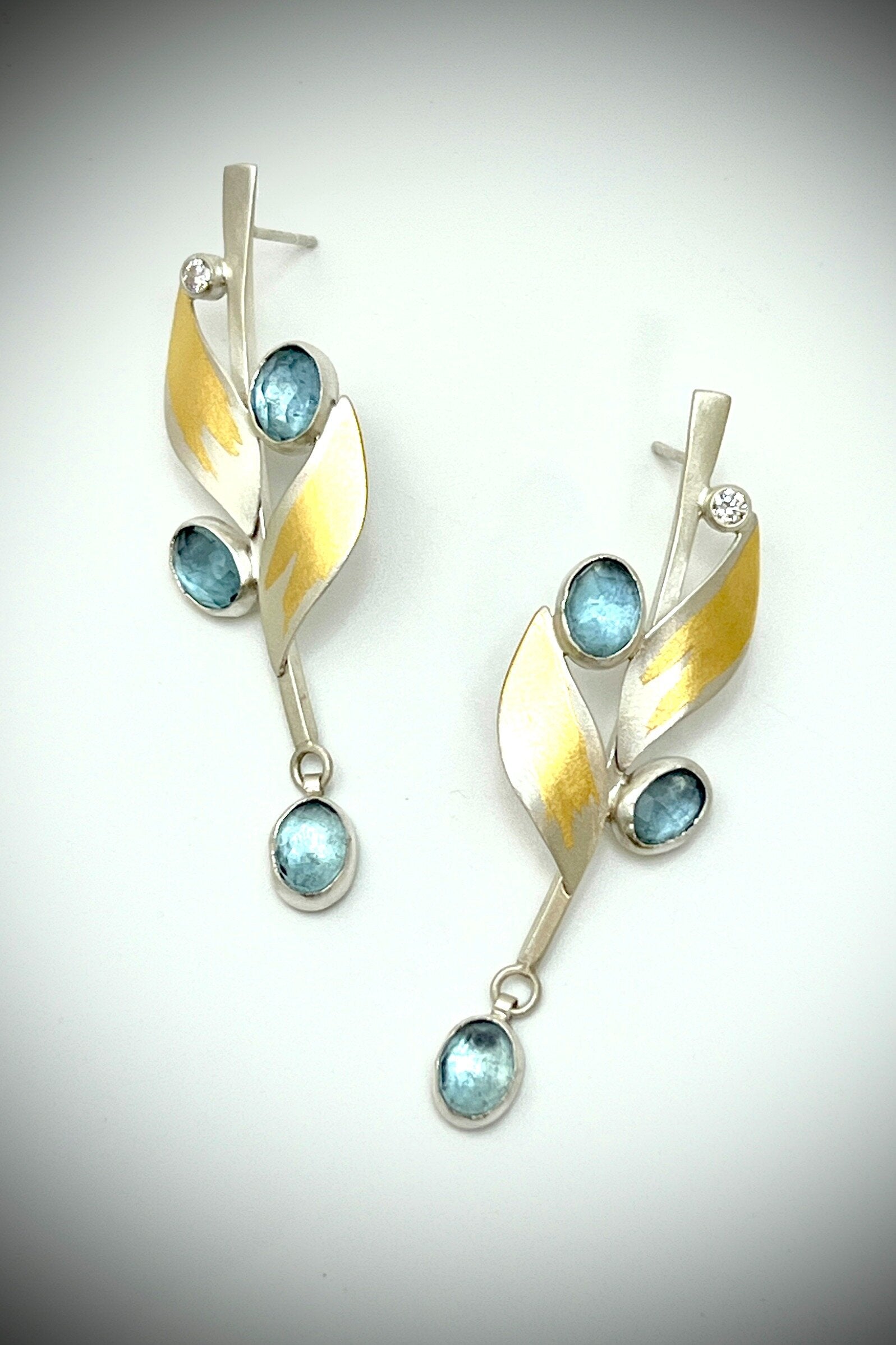 Aqua Leaf Post Earrings