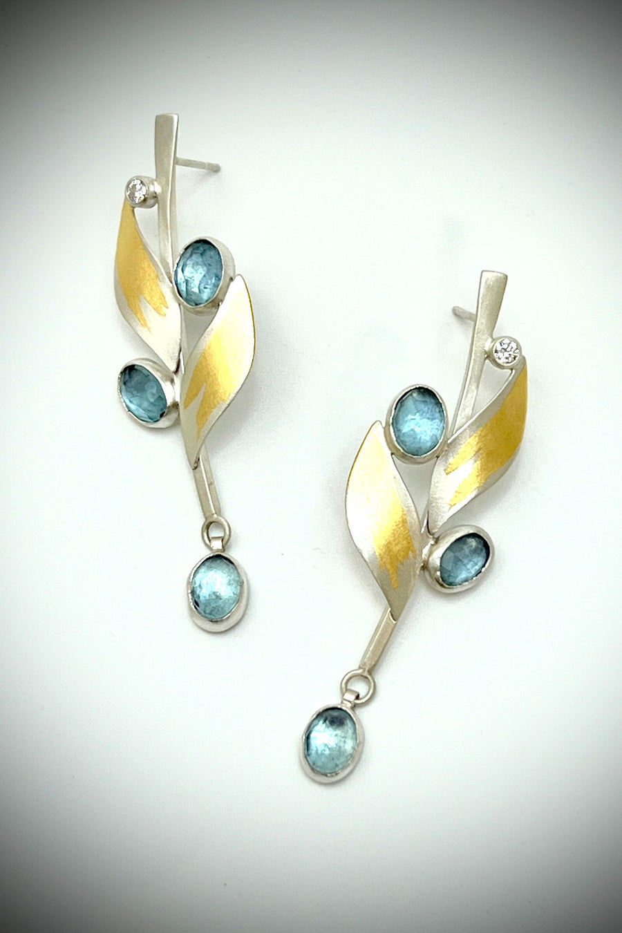 Aqua Leaf Post Earrings