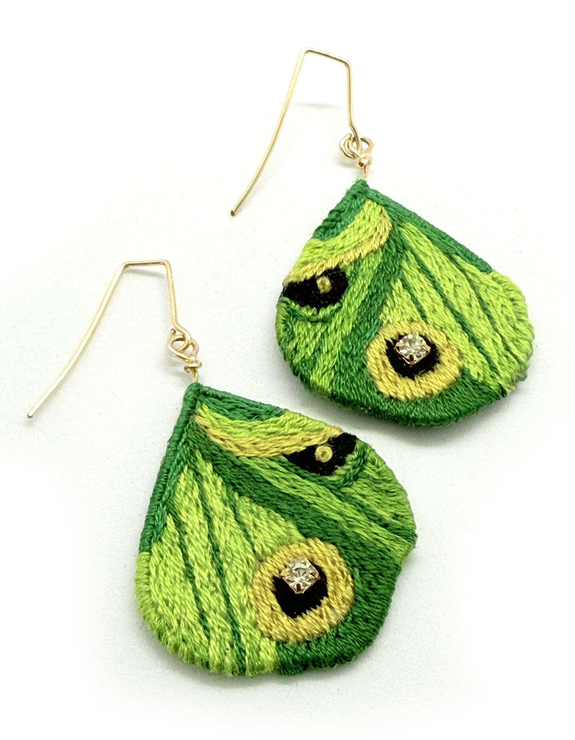 Chartreuse Butterfly Wing Earrings