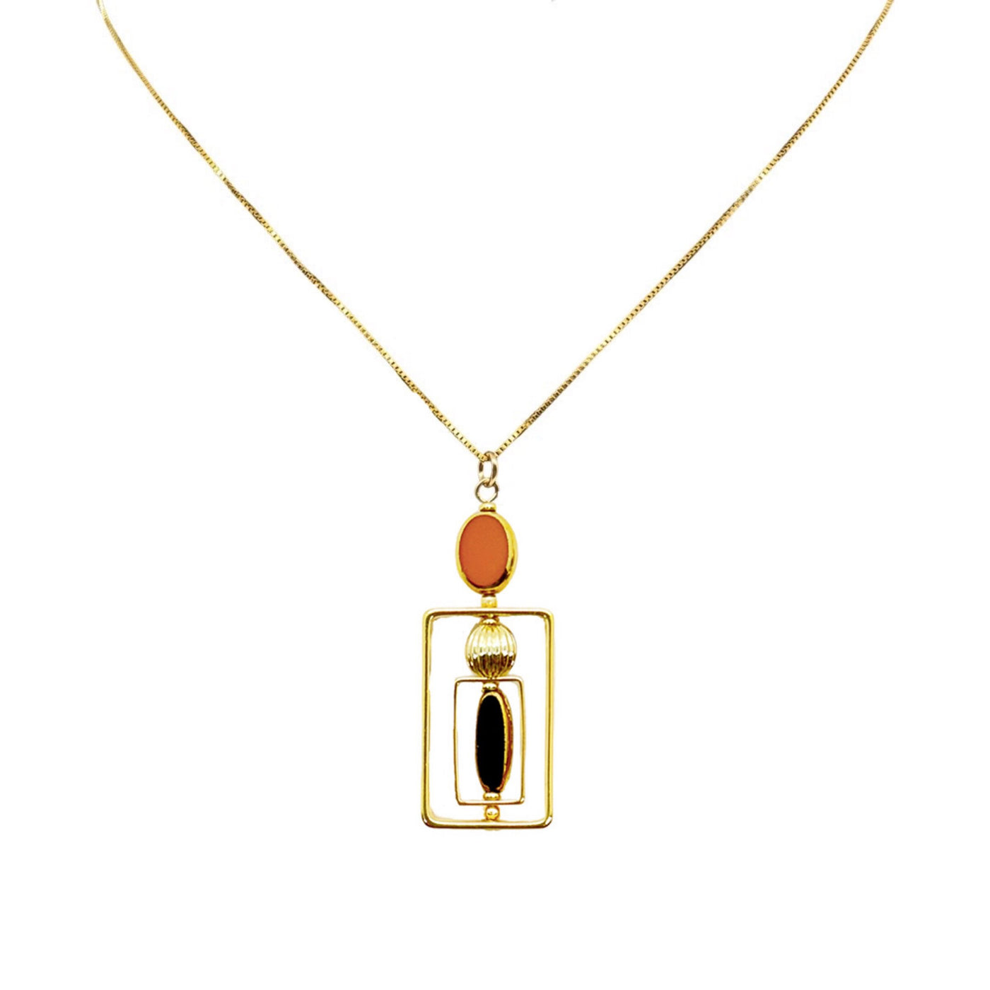 Caramel & Black Art Deco Necklace