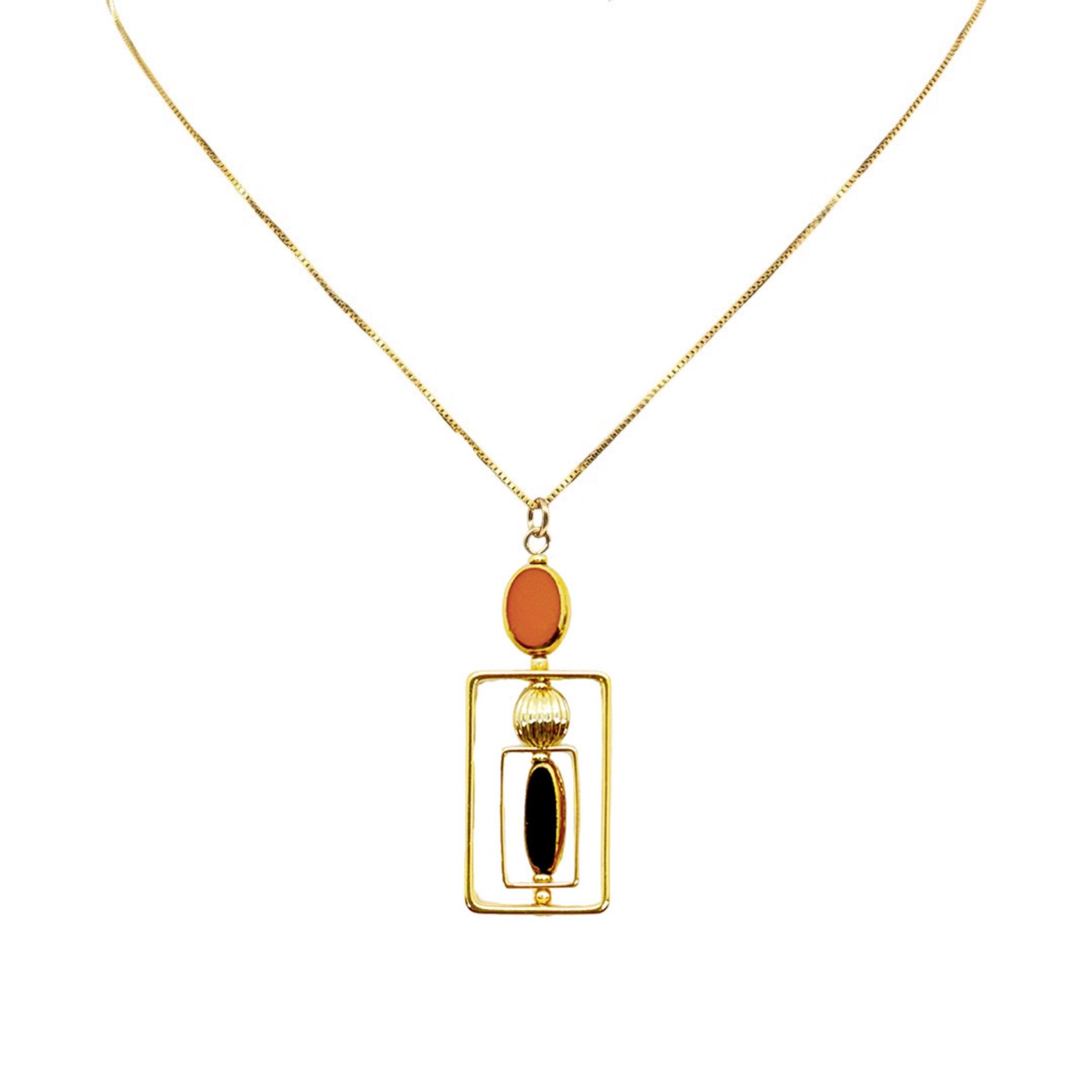 Caramel & Black Art Deco Necklace