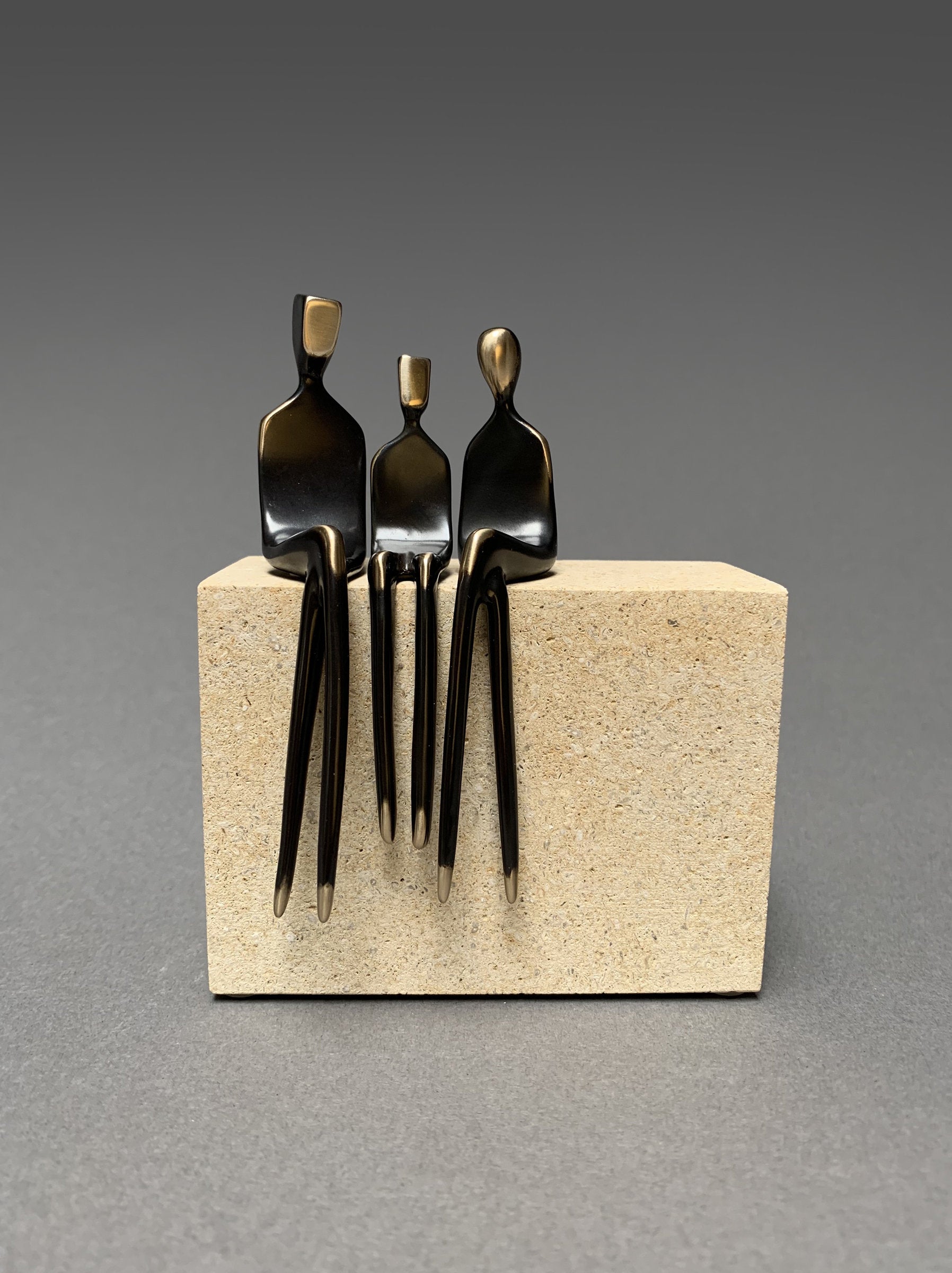 family with son with stone base