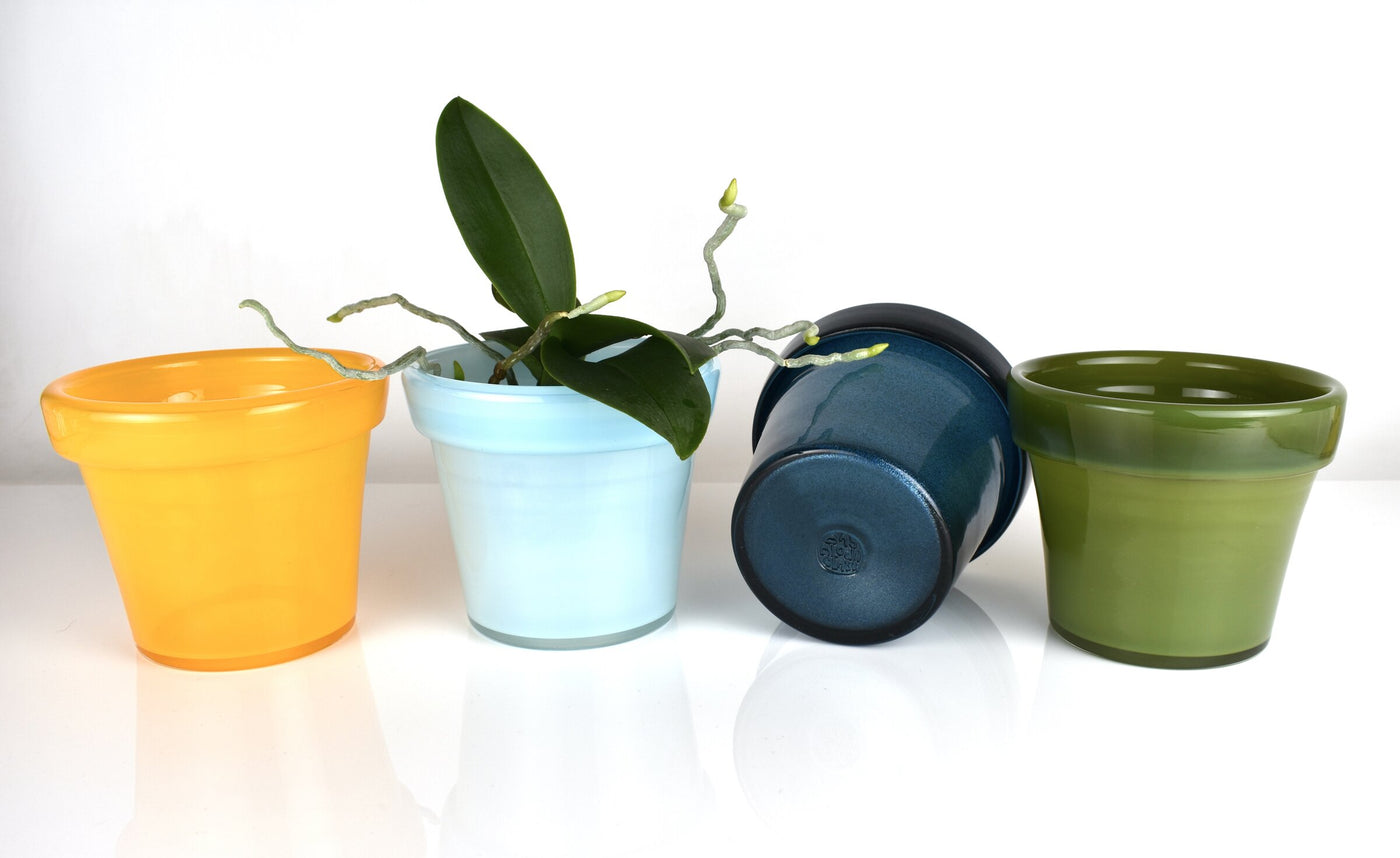 Glass Flower Pot, Earth Tones