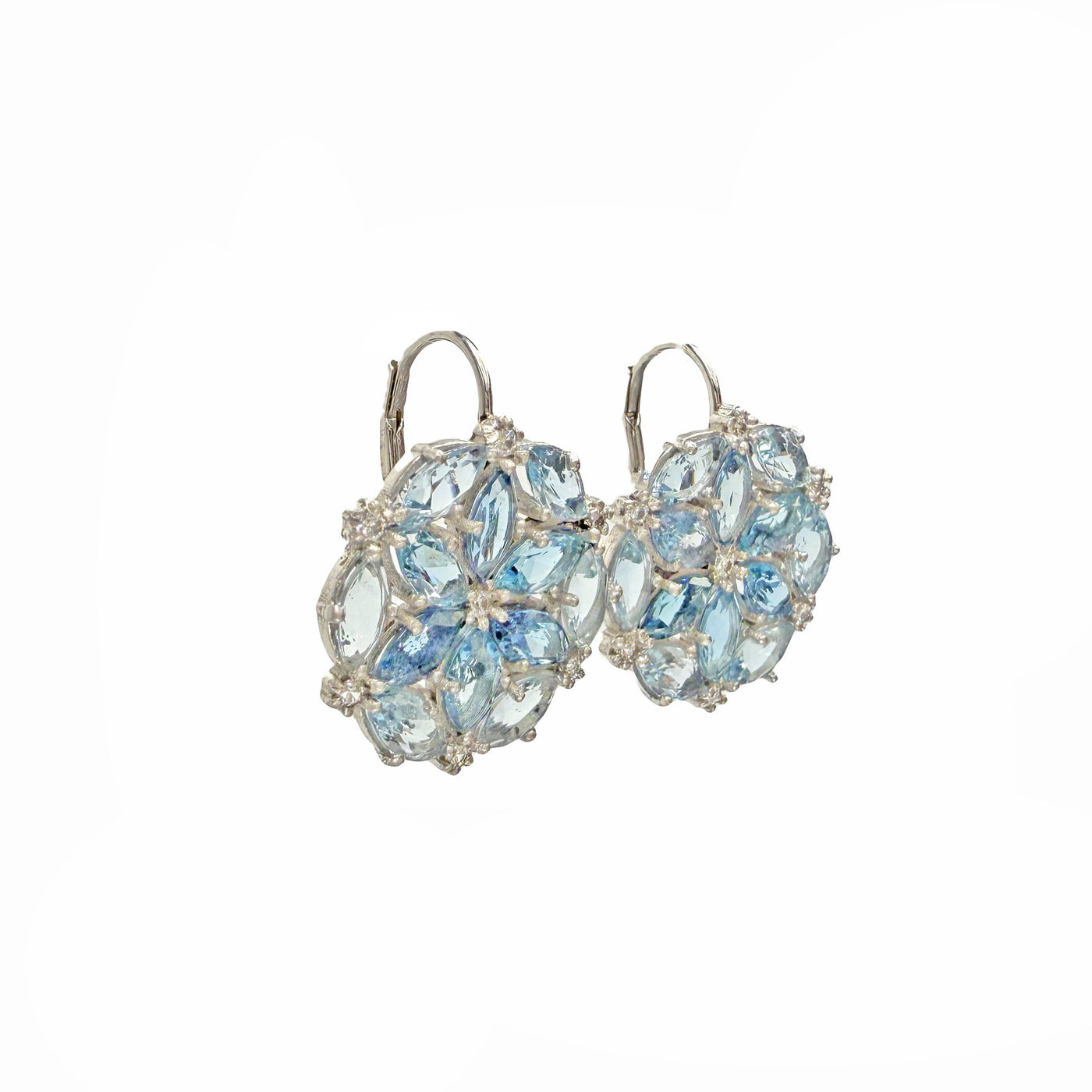 Bloom Drop Earrings with Aquamarine and Diamond