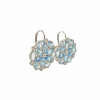 Bloom Drop Earrings with Aquamarine and Diamond