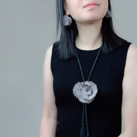 Silver Chrysanthemum Bolo Necklace