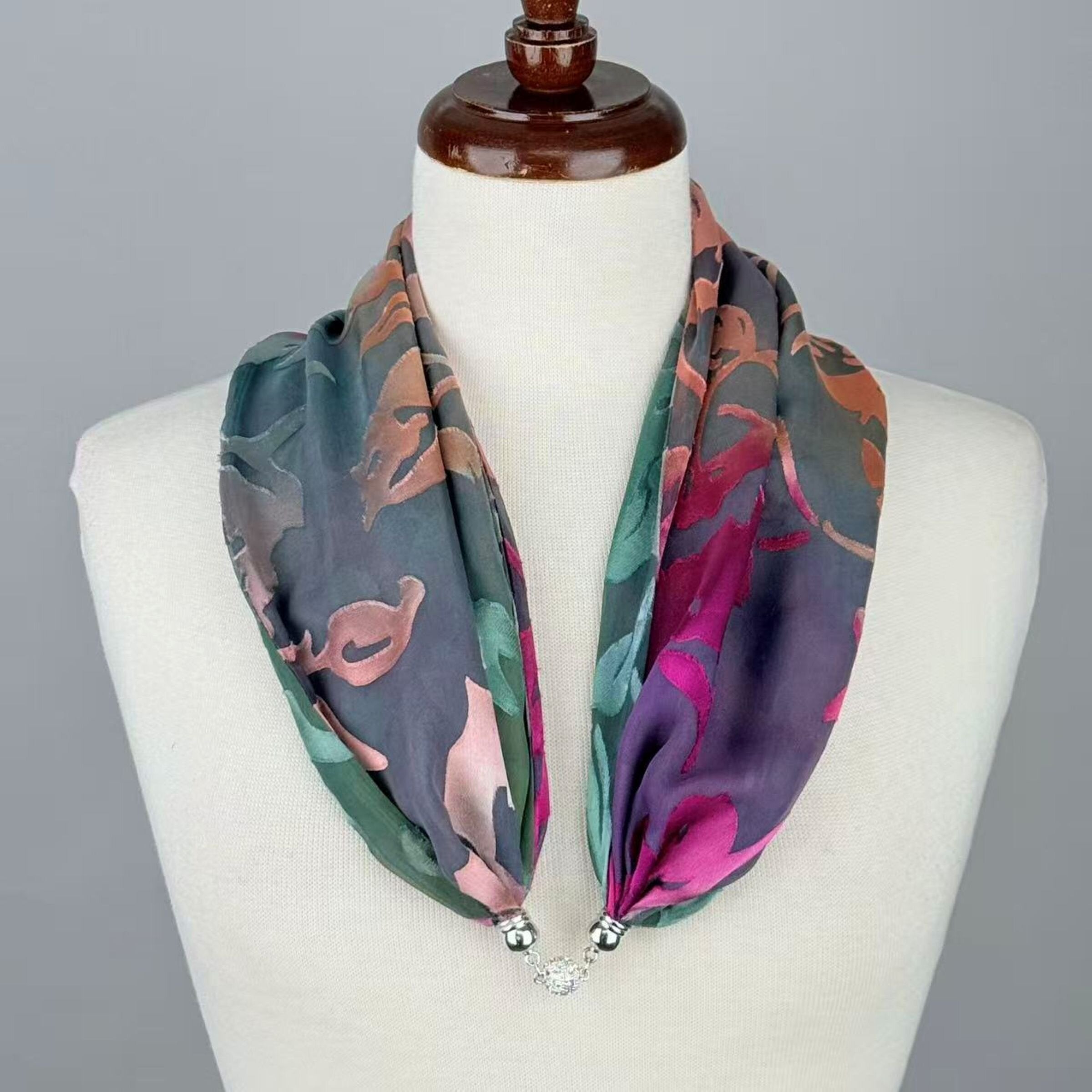 Silk Devore Necklace Scarf