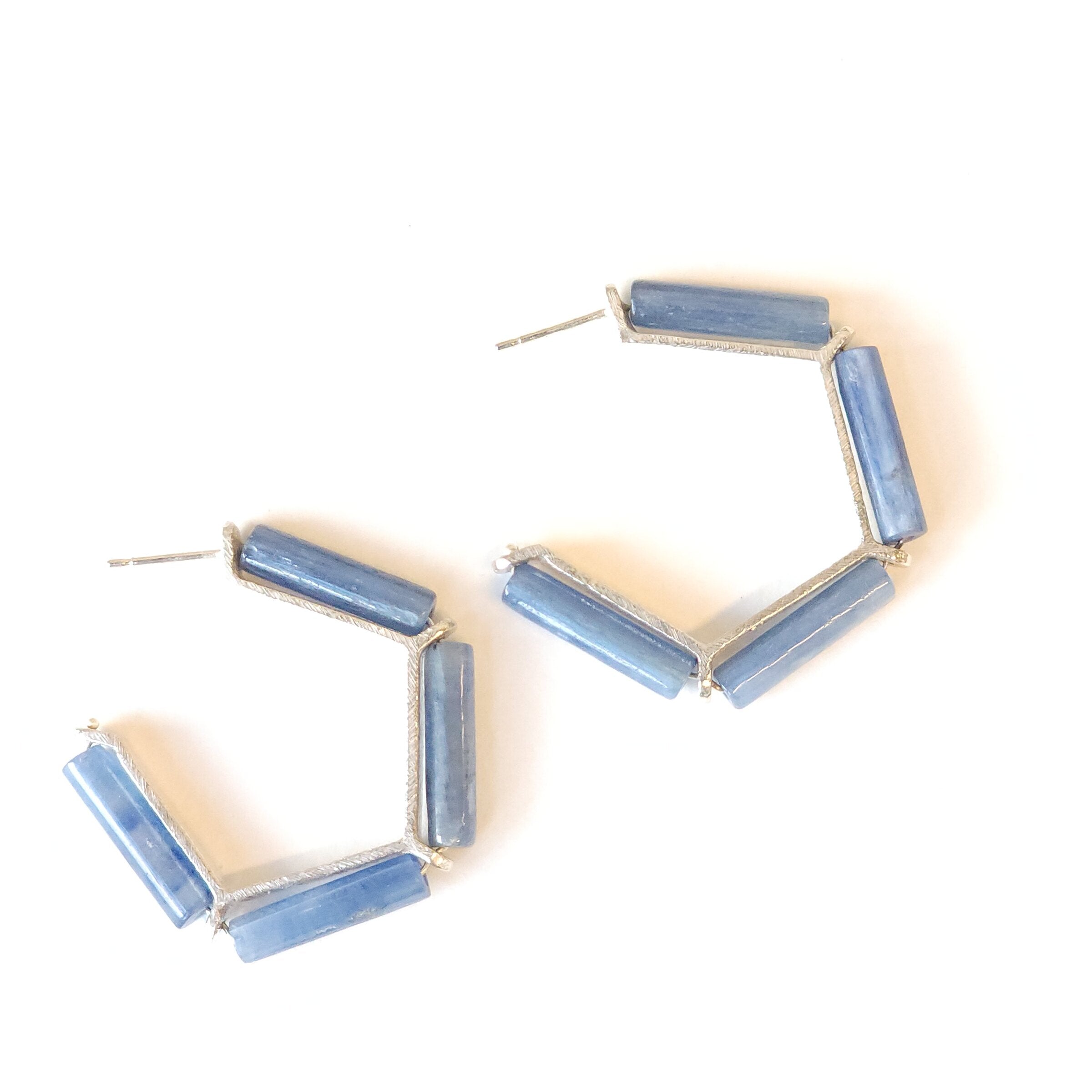 Kyanite Angled Hoop Earrings