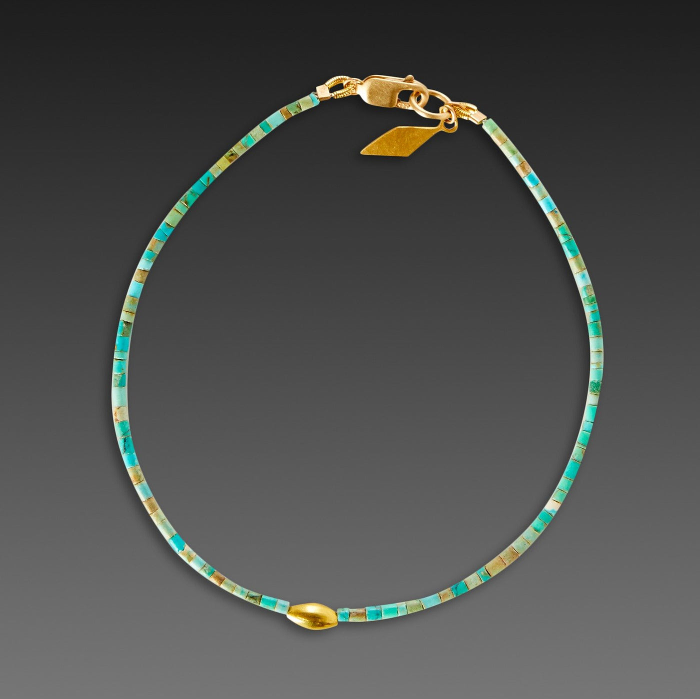 Turquoise Bracelet with Gold Charm