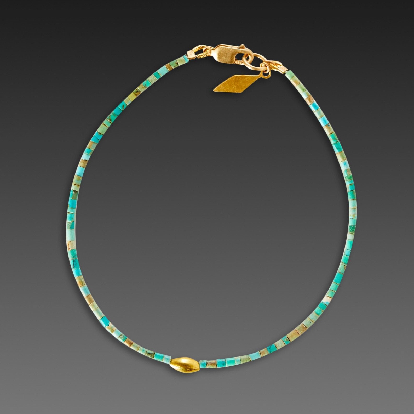 Turquoise Bracelet with Gold Charm
