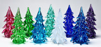 left to right: ruby, light green, dark green, light blue, light emerald, white, cobalt blue, aqua, purple