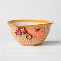 Orange Bowl with Fall Blossoms