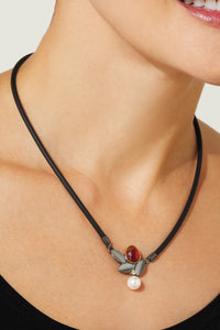 Hessonite Garnet Leaf Necklace