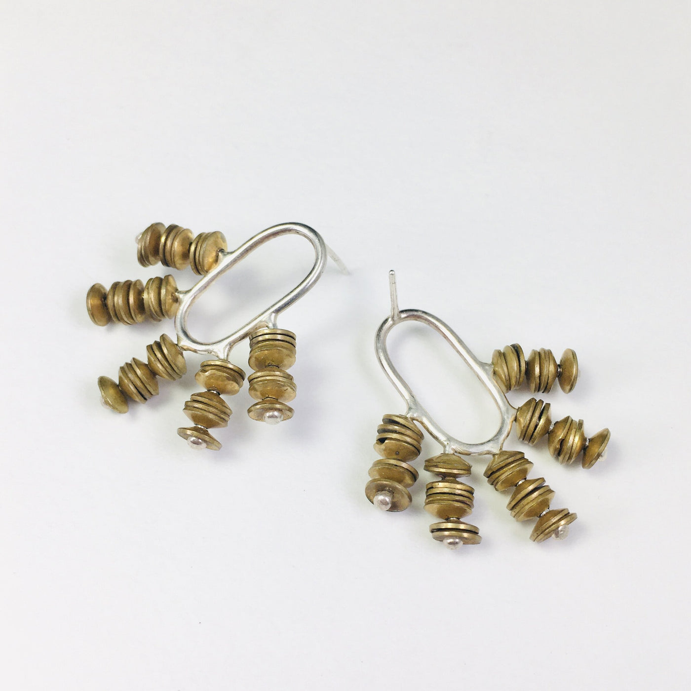 Brass Oval Half Moon Earrings