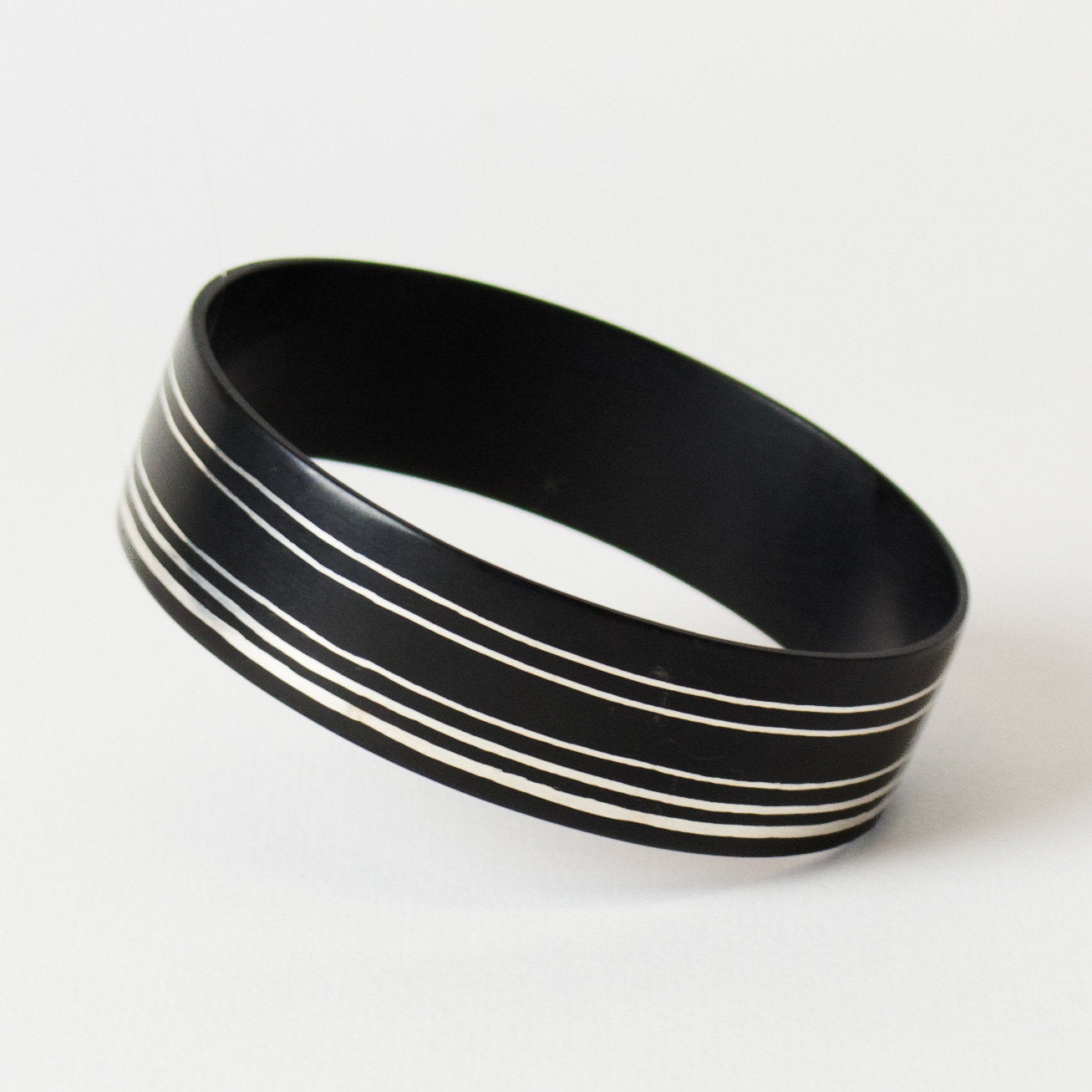 Stripe Off Center Wide Bangle