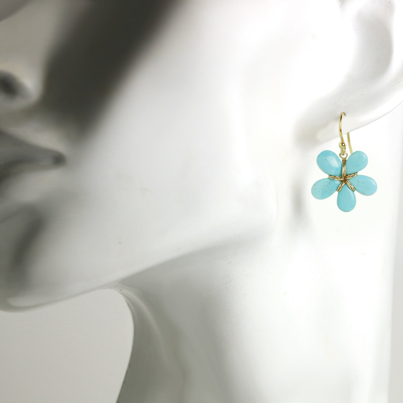 Sleeping Beauty Turquoise Flower Earrings