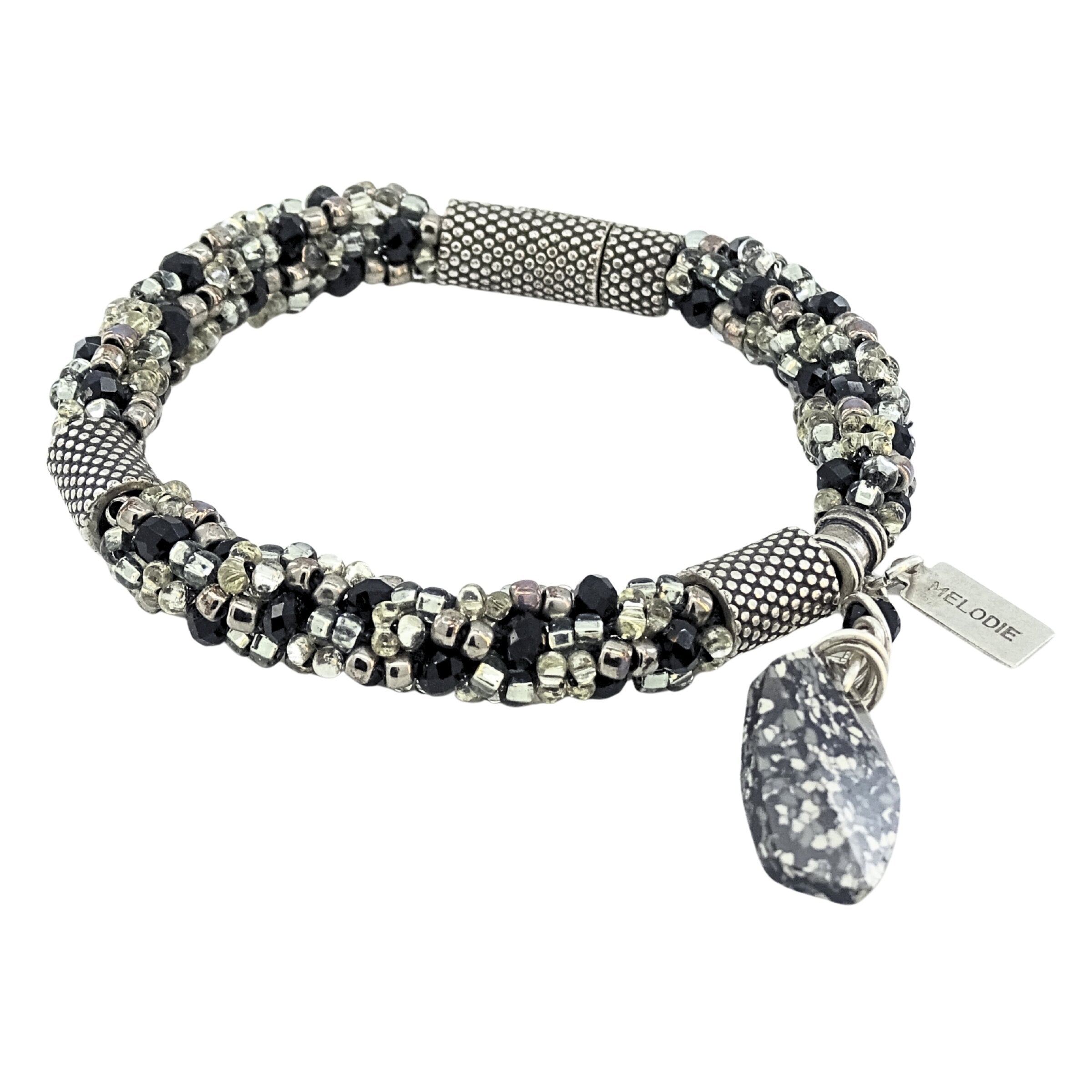 Twist of Silver & Black Kumihimo Bracelet