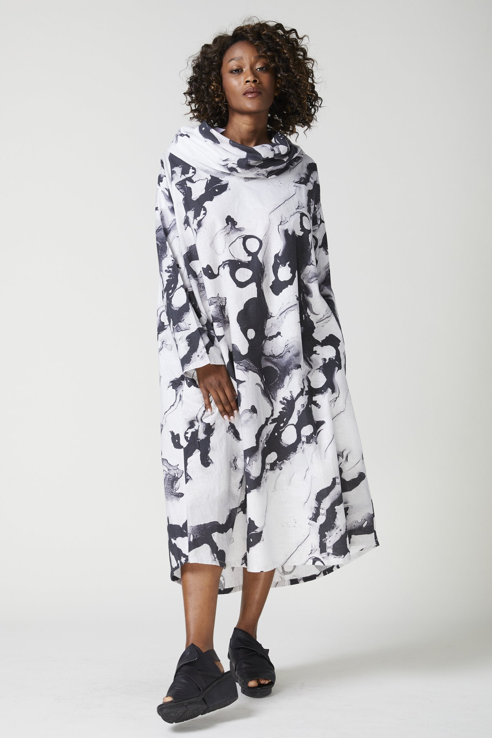 Long Sleeve Cowl Neck Dress