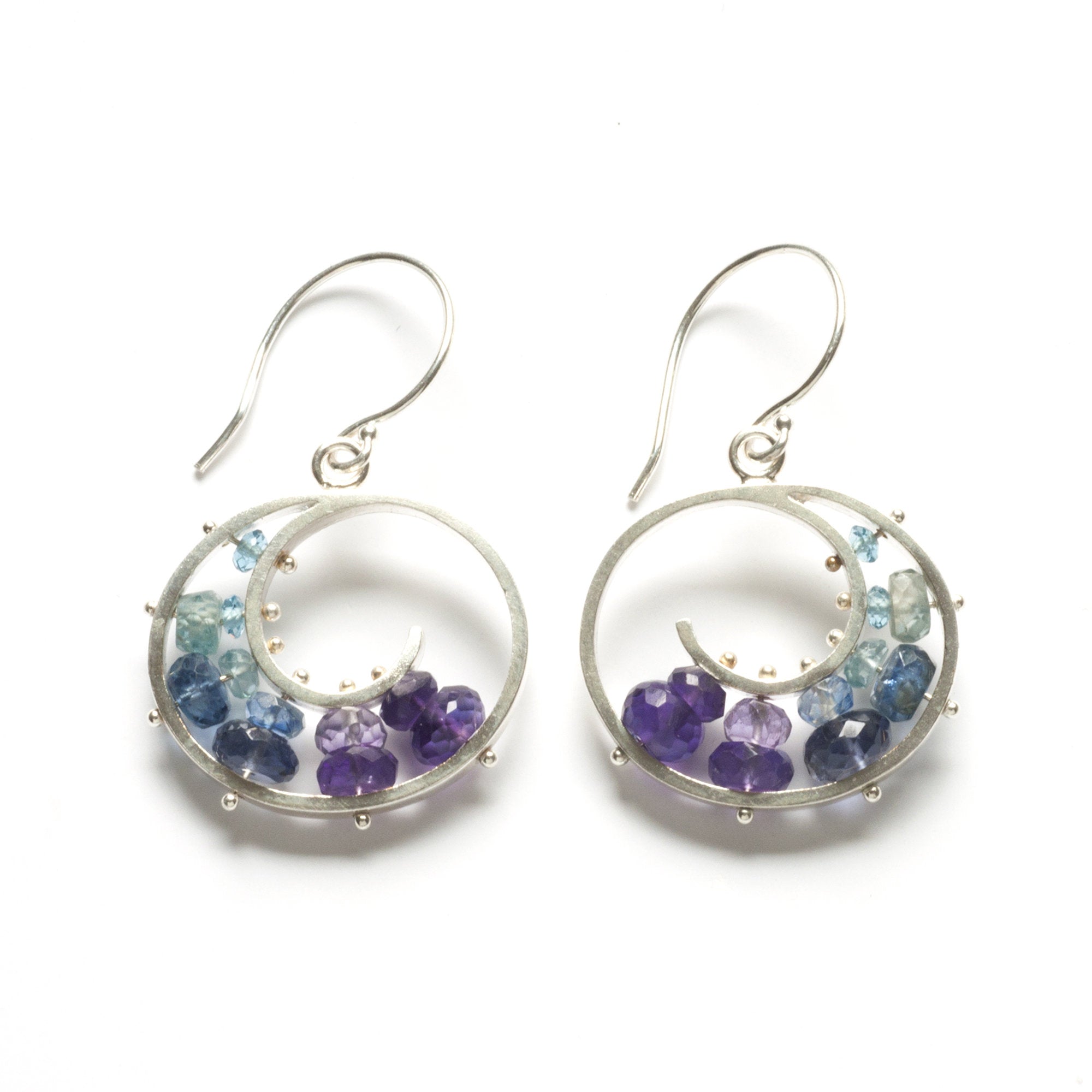 Medium Spiral Earrings in Blue and Purple