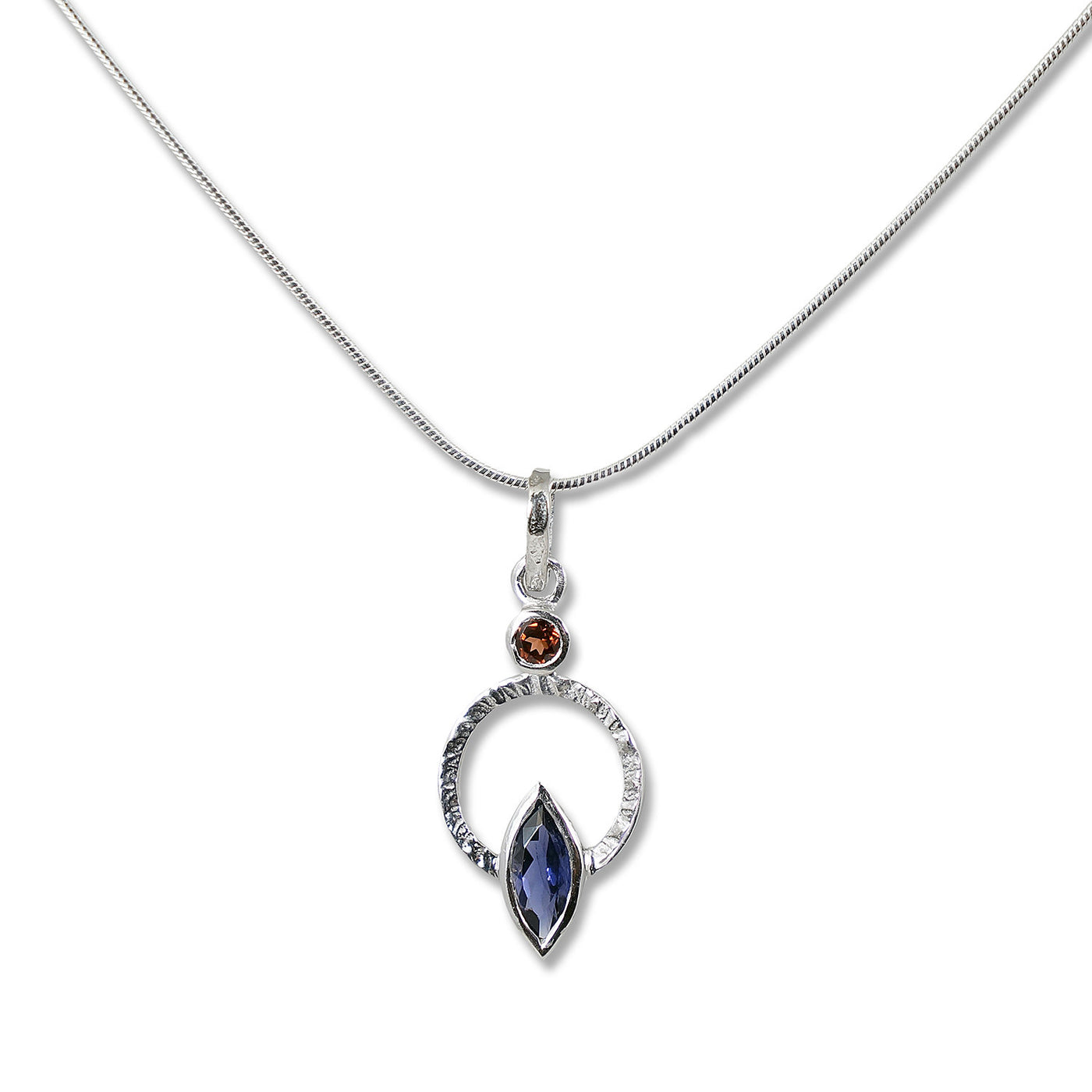 iolite with garnet accent