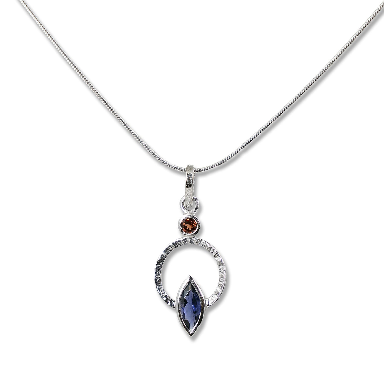 iolite with garnet accent