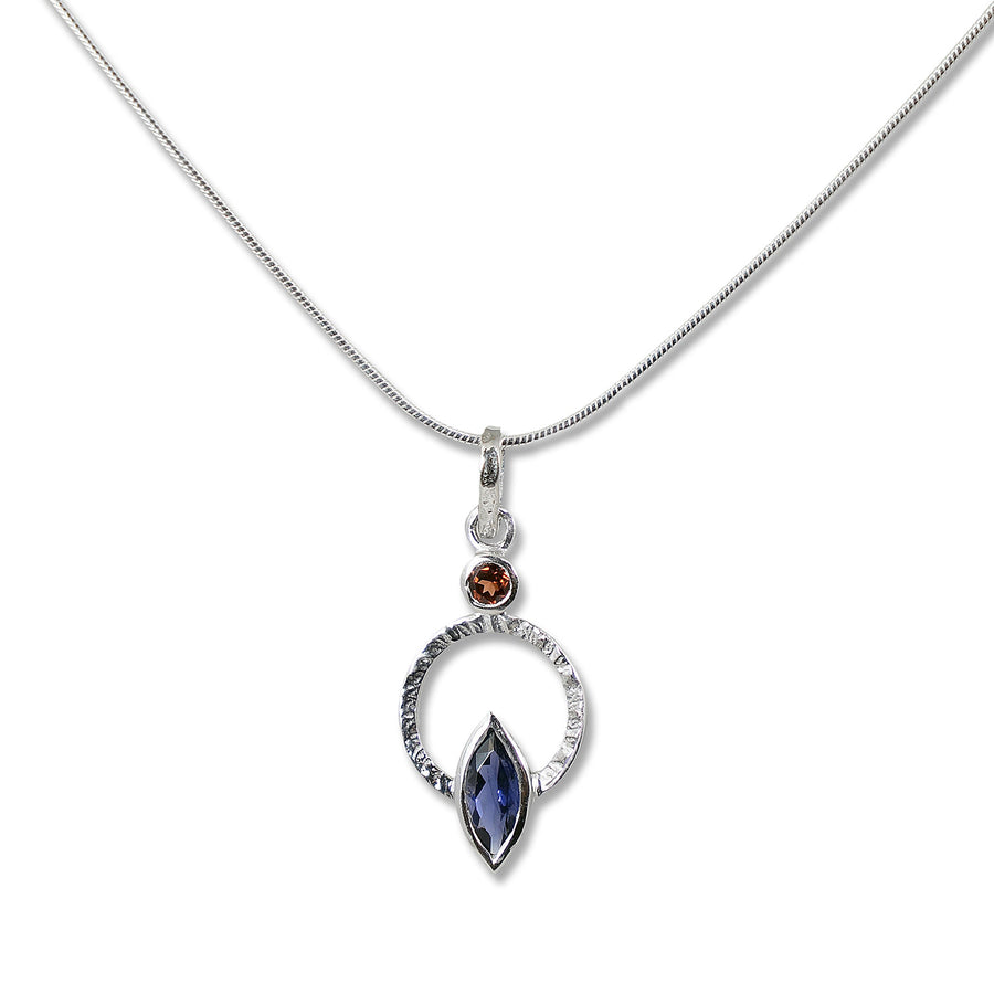 iolite with garnet accent