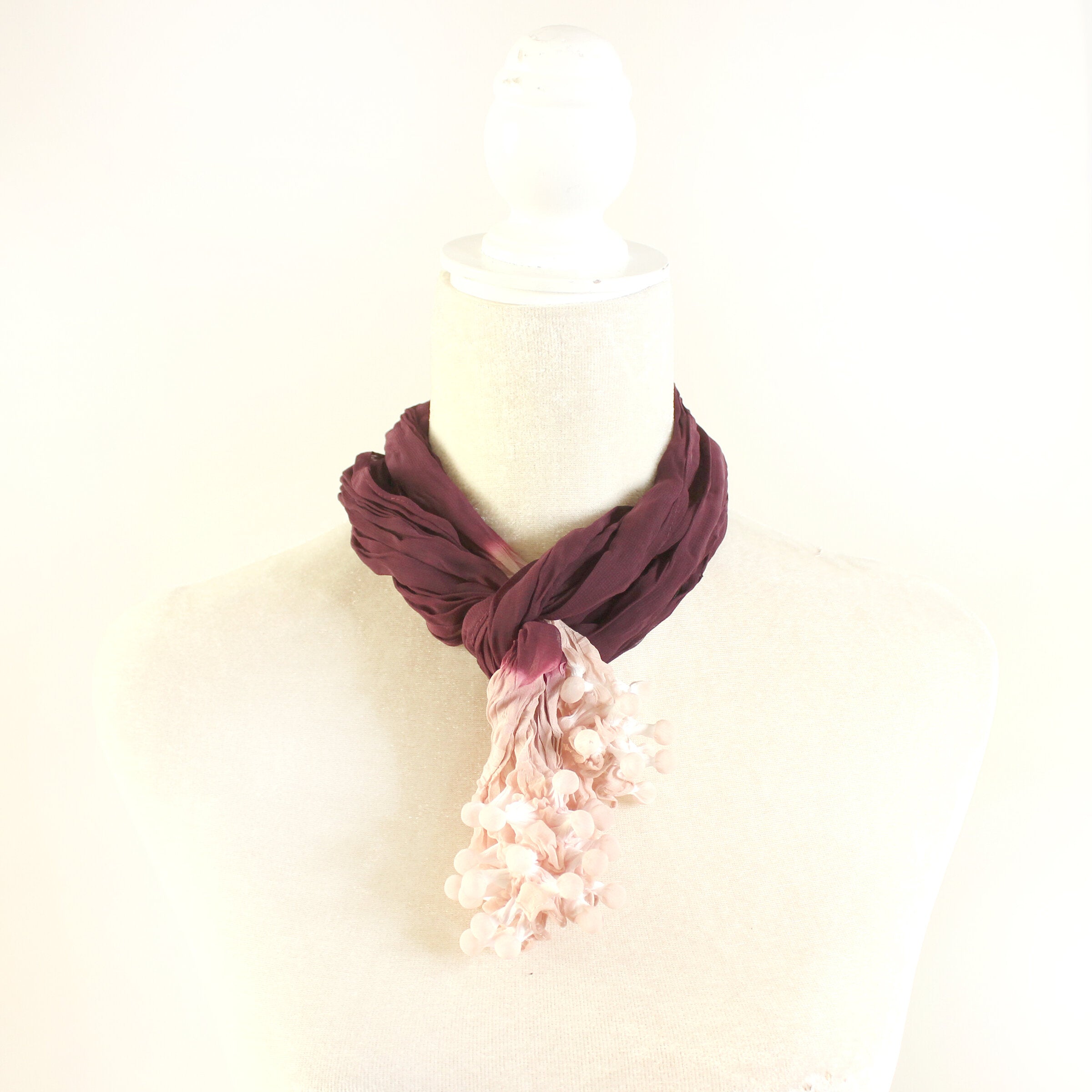 Small Ocean Epidermis Scarf-Burgundy | Photo by Yuh Okano