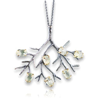 Oxidized Silver and Prehnite Tree Pendant