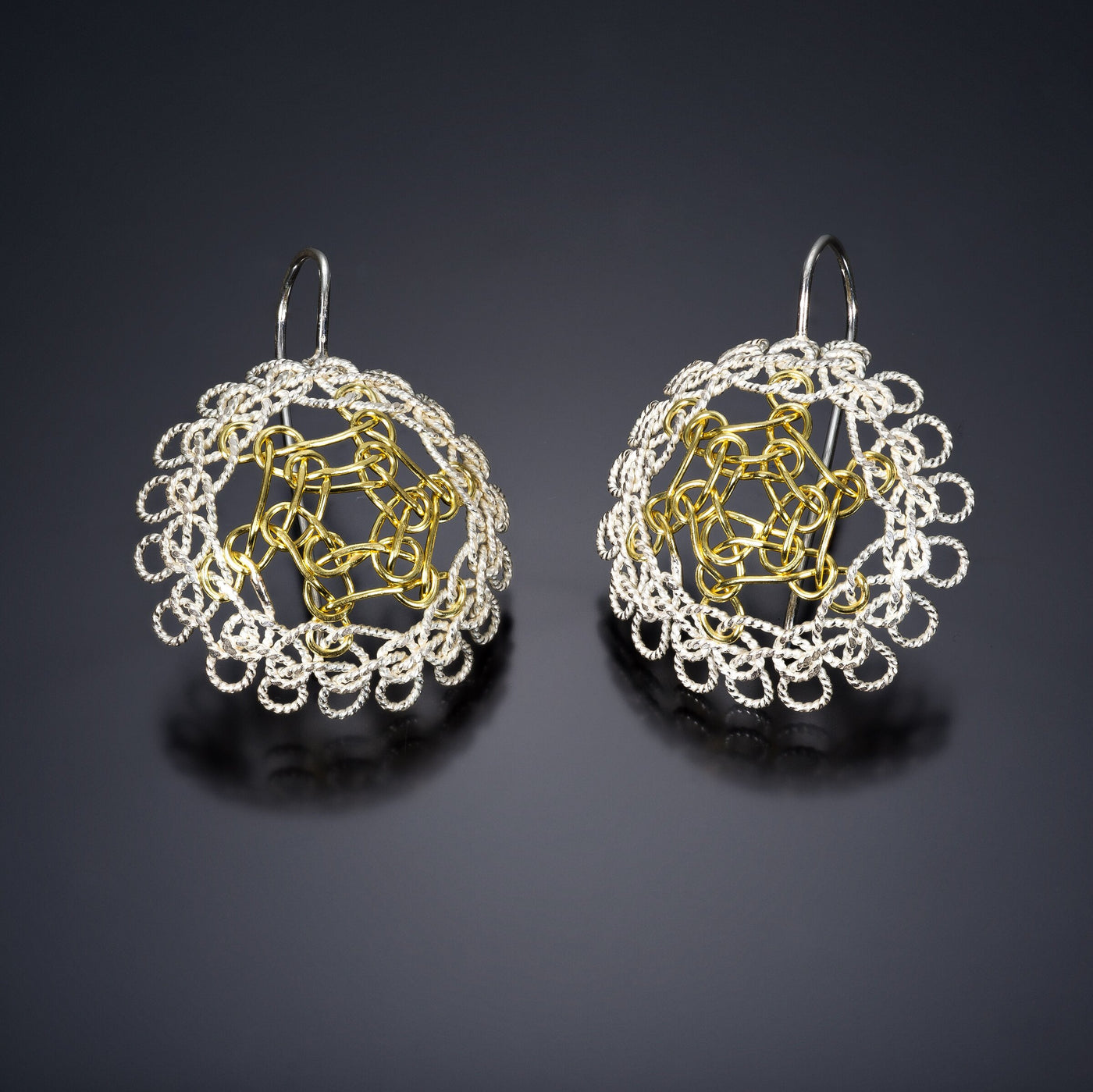 Sunburst Golden Cabochon Earrings