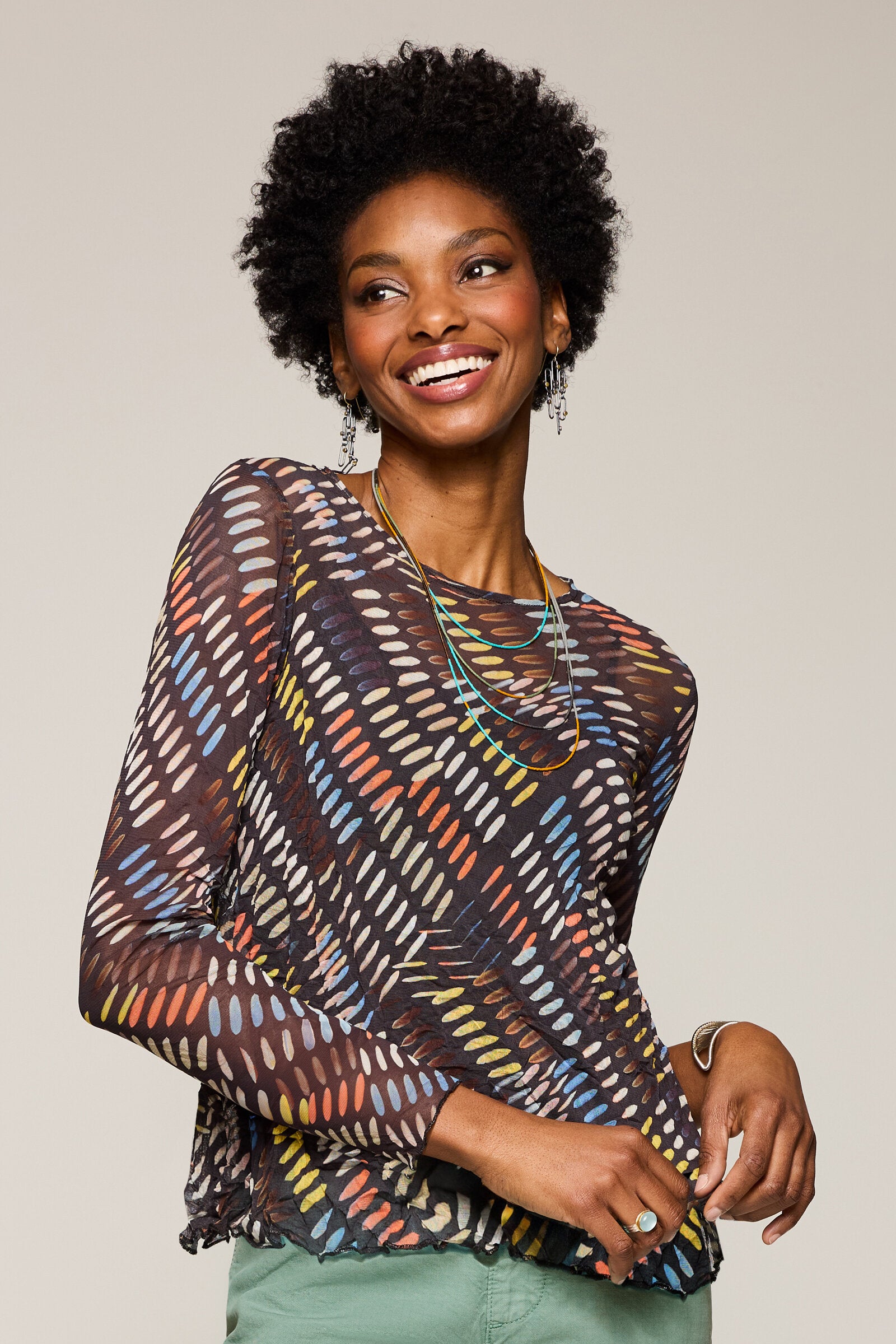 Mesh Jewel Neck Top · Artful Home