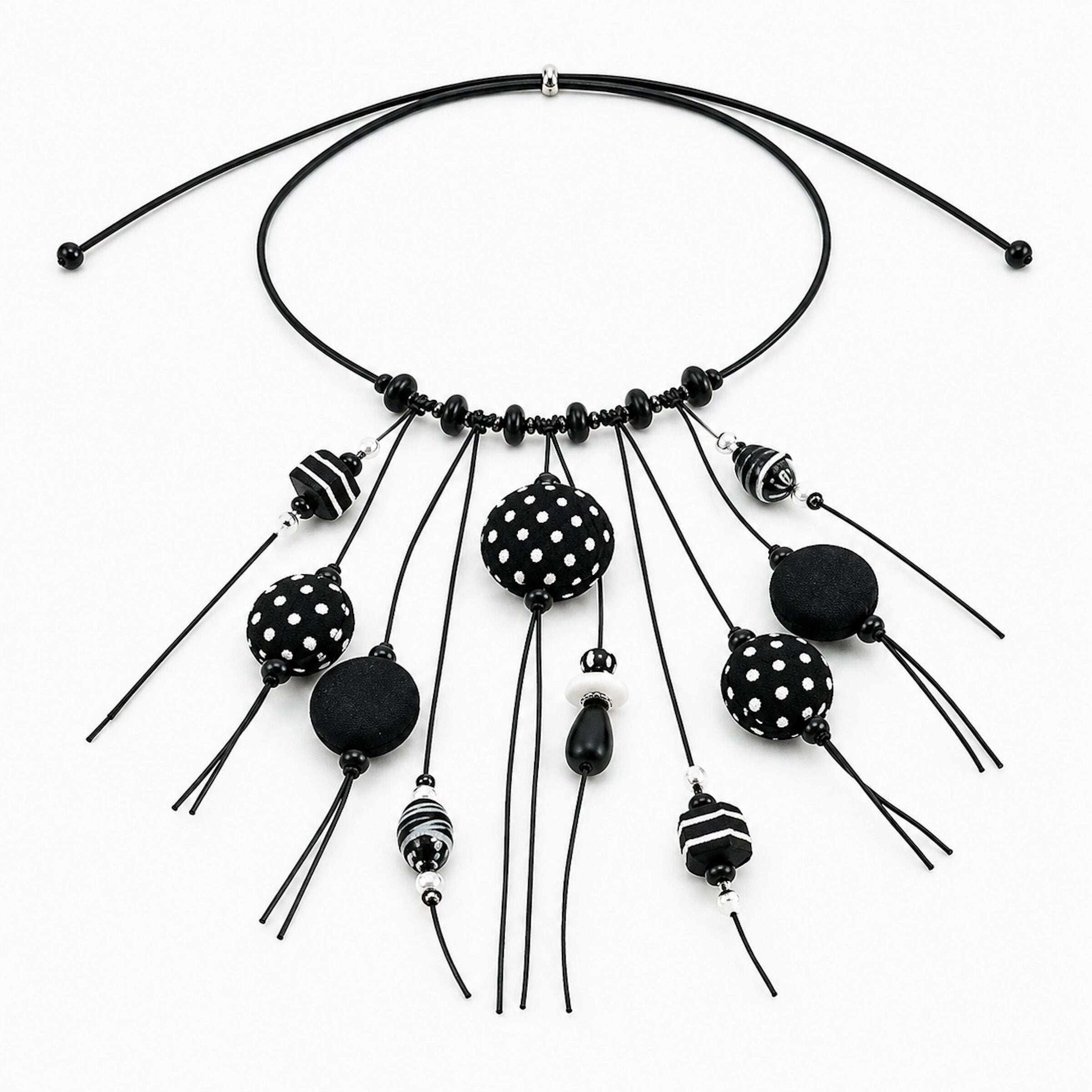 Black & White Cascade Silk Necklace