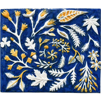 Spiral of Leaves in Sapphire Blue, White and Yellow
