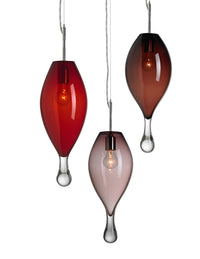 left to right: scarlet red, aubergine, brown