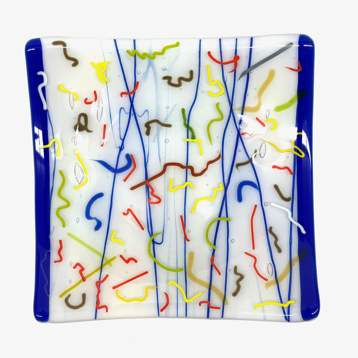 Blue Edged Confetti Plate