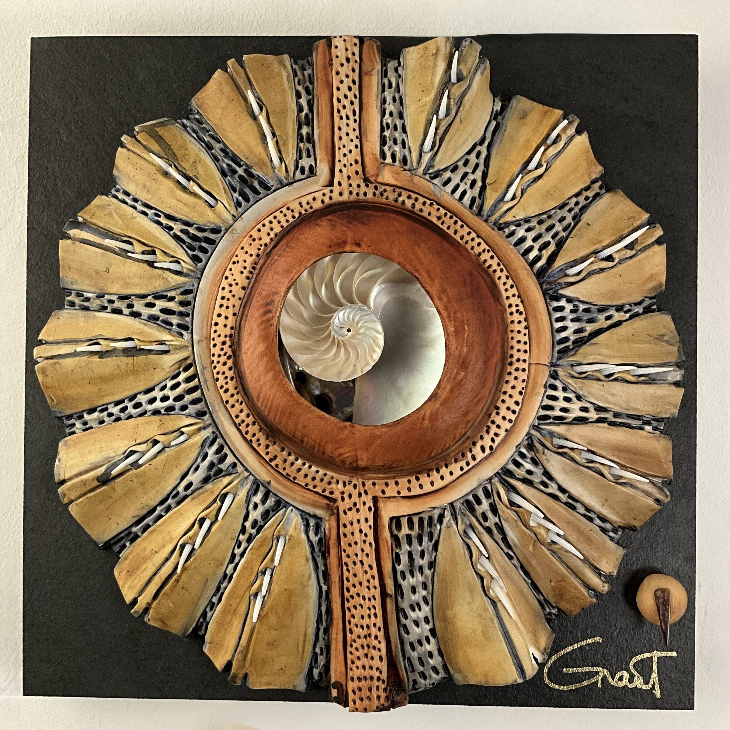 Windows to the Earth - Gold Petals with Nautilus Shell