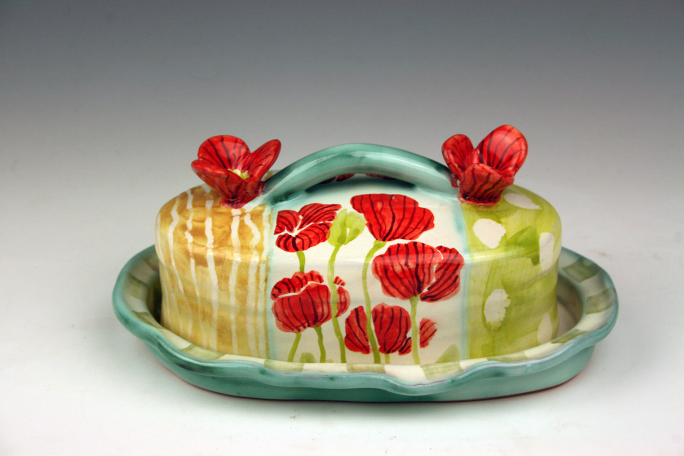 Poppies Butter Dish with Lid
