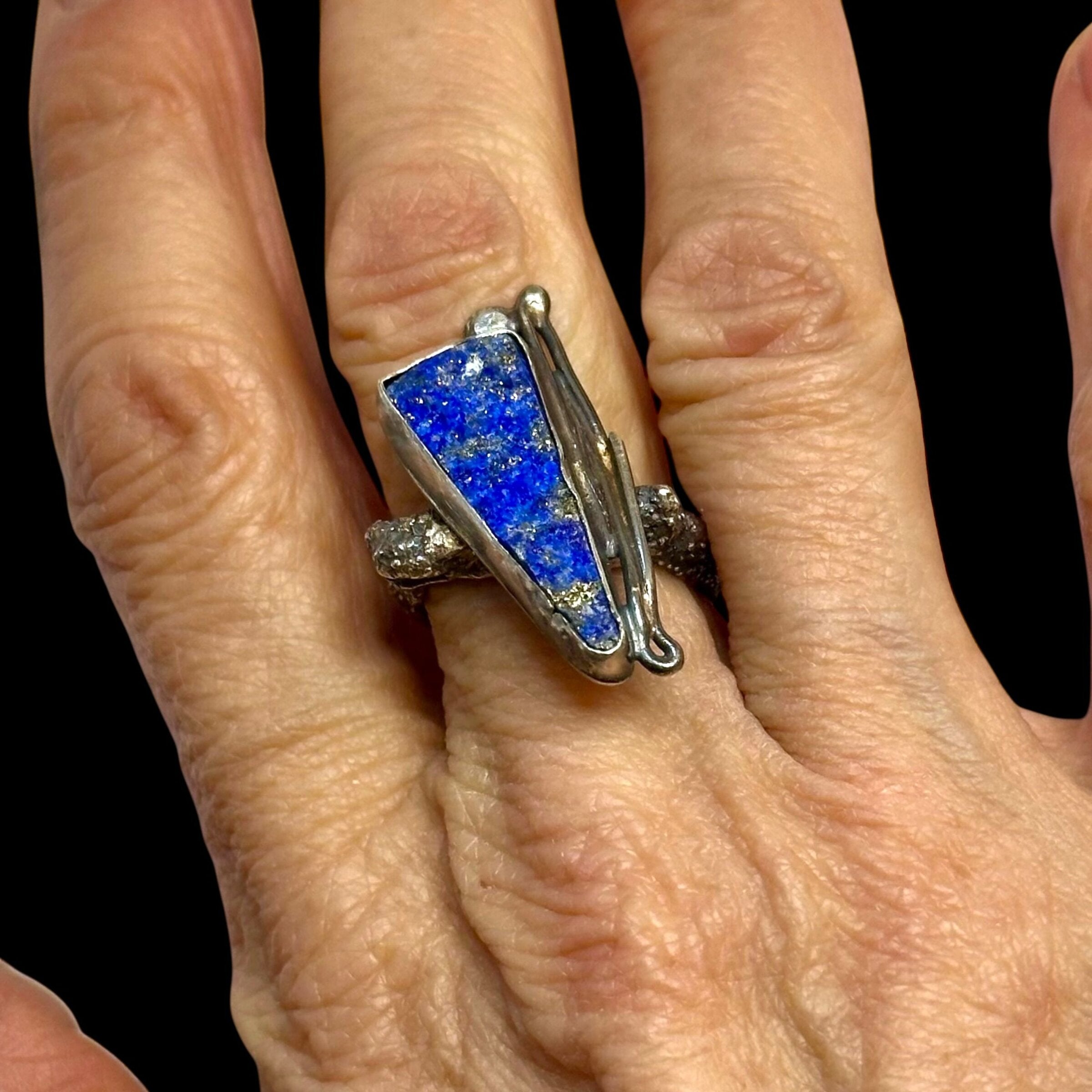 Druzy Lapis Sticks & Stones Statement Ring
