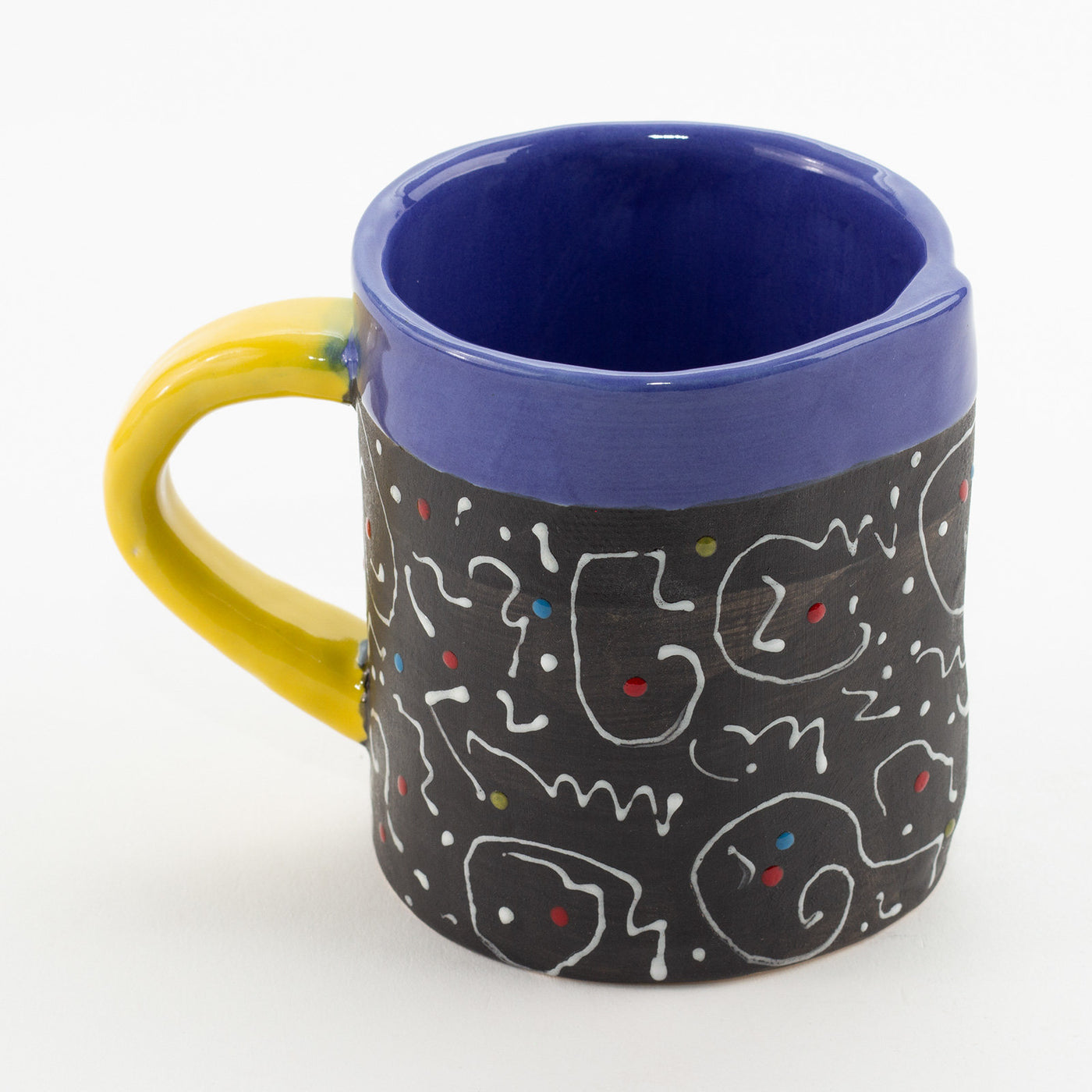short white squiggle mug