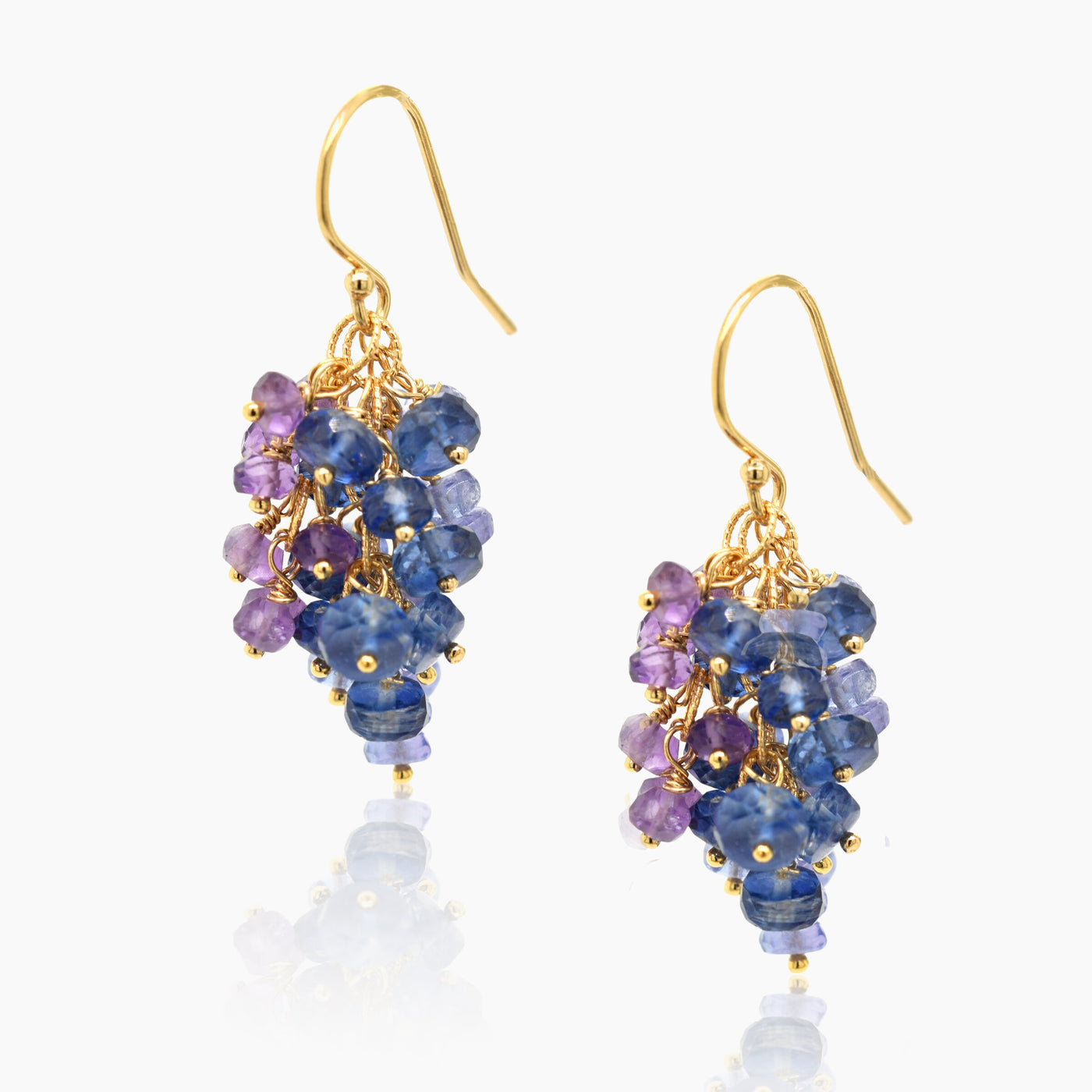 Midnight Gemstone Gold Earrings