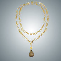 Faceted Beer Quartz Drop and Vermeil Chain