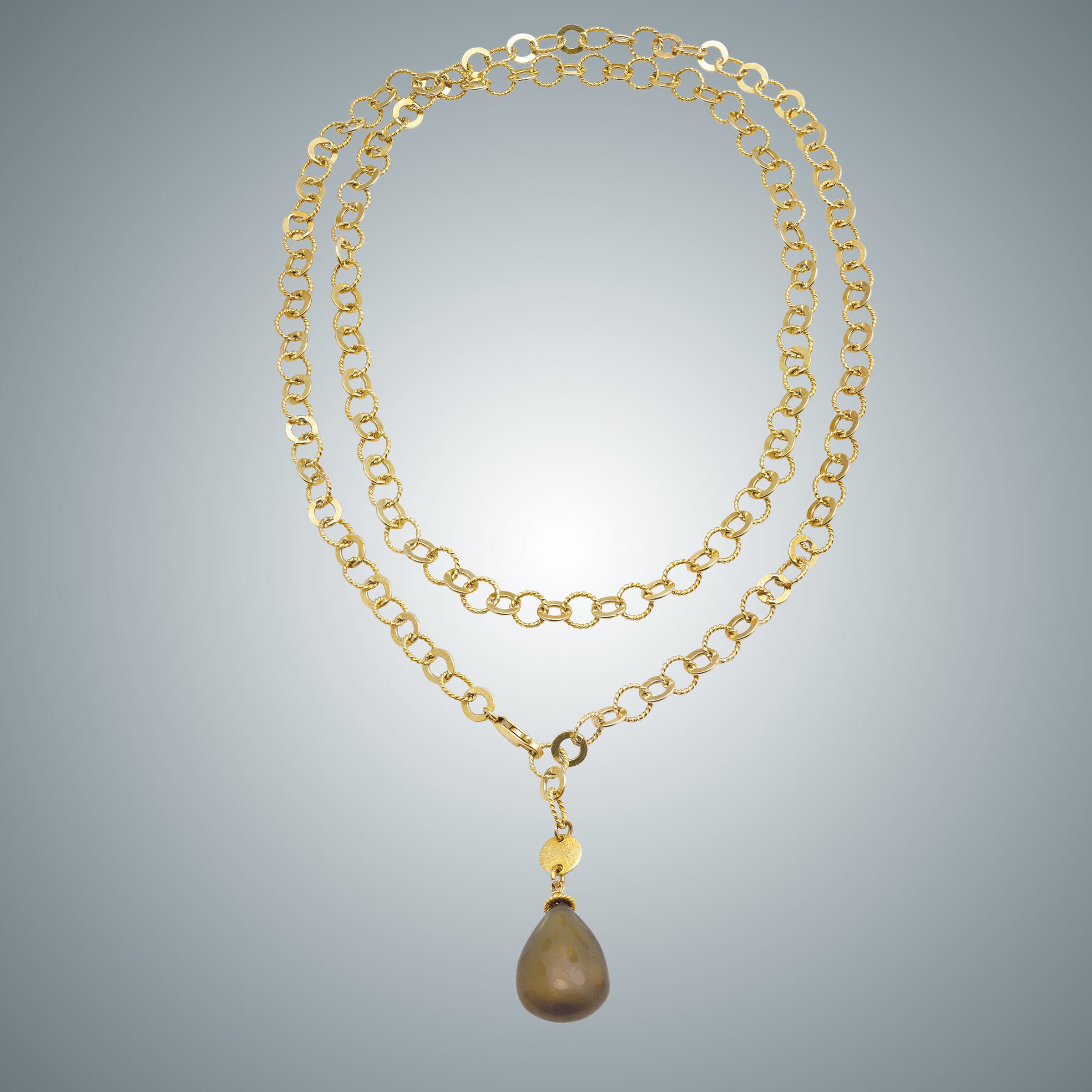 Faceted Beer Quartz Drop and Vermeil Chain